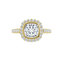 18ct Yellow Gold Halo Style - Cushion & Round cut Lab Grown Diamond Ring