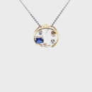 (SOLD)   Platinum & 18ct Rose Gold Sapphire & Diamond Pendant