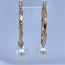 14ct Yellow Gold Hoop Earrings with Australian South sea Pearl
