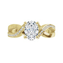 18ct Yellow Gold - Oval & Round cut Lab Grown Accented Diamond Ring