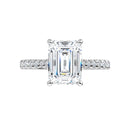 18ct White Gold - Emerald & Round cut Lab Grown Diamond Accented Ring