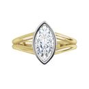 18ct Yellow & White Gold 2 Tone - Solitaire Marquise cut Lab Grown Diamond Ring