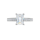 18ct White Gold - Emerald & Round cut Lab Grown Diamond Accented Ring