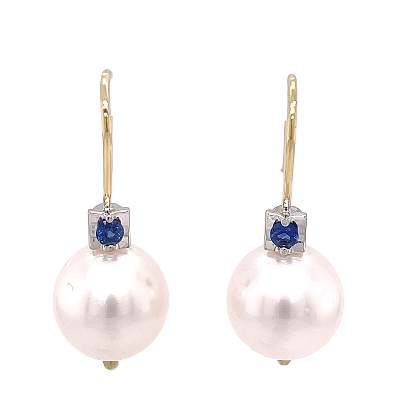 18ct Yellow and White Gold Australian South Sea Pearl Earrings.