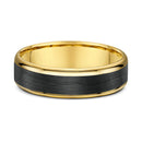 9ct Yellow Gold & Carbon Fiber Men Wedding Ring