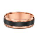 9ct Rose Gold & Carbon Fiber Men Wedding Ring