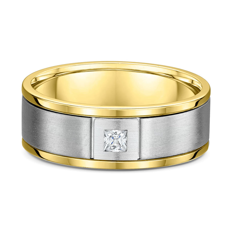 9ct 2 Tone Diamond Men Wedding Ring