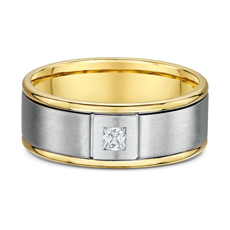 9ct Two Tone Diamond Men Wedding Ring