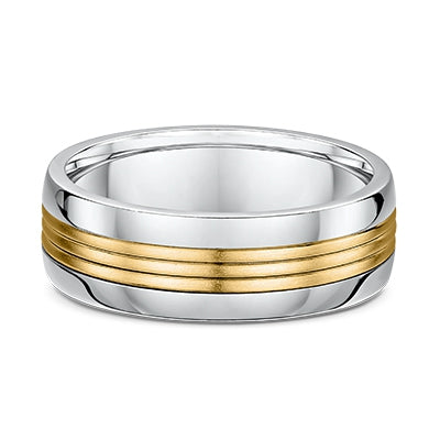 9ct Two Tone White Gold and Yellow Gold Men Wedding Ring