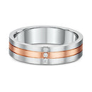 9ct Two Tone White Gold and Rose Gold Diamond Men Wedding Ring
