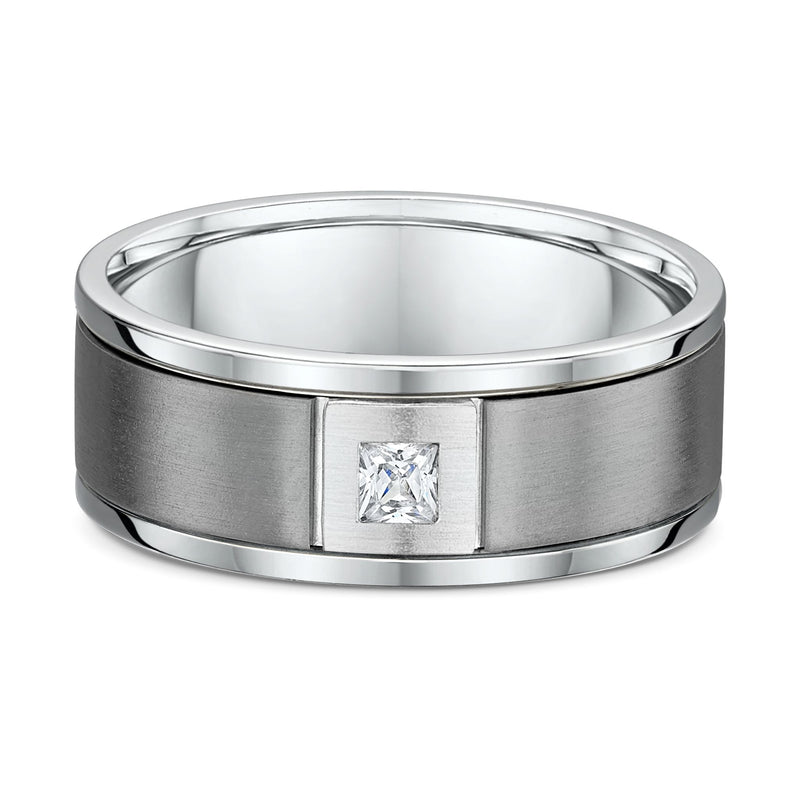 9ct White Gold and Titanium Diamond Men Wedding Ring