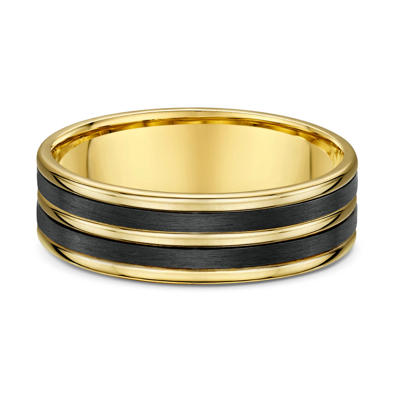 9ct Yellow Gold & Carbon Fiber Men Wedding Ring