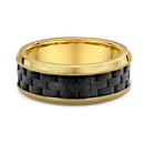 9ct Yellow Gold & Carbon Fiber Men Wedding Ring