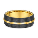 9ct Yellow Gold & Carbon Fiber Men Wedding Ring