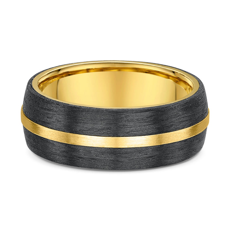 9ct White Gold & Carbon Fiber Men Wedding Ring