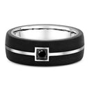 9ct White Gold & Carbon Fiber Men Wedding Ring