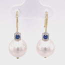 18ct Yellow and White Gold Australian South Sea Pearl Earrings.