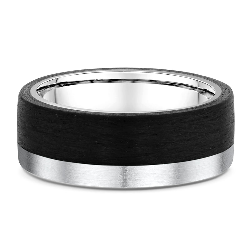 9ct White Gold & Carbon Fibe Men Wedding Ring