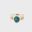 SOLD    18ct Yellow Gold Solid Black Opal Ring