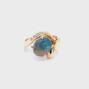 SOLD     18ct Yellow Gold Solid Black Opal Ring