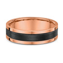 9ct Rose Gold & Carbon Fiber Men Wedding Ring