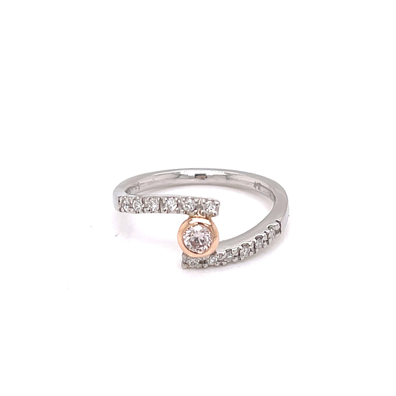 (SOLD)  Platinum & 18ct Rose Gold Pink Diamond Ring