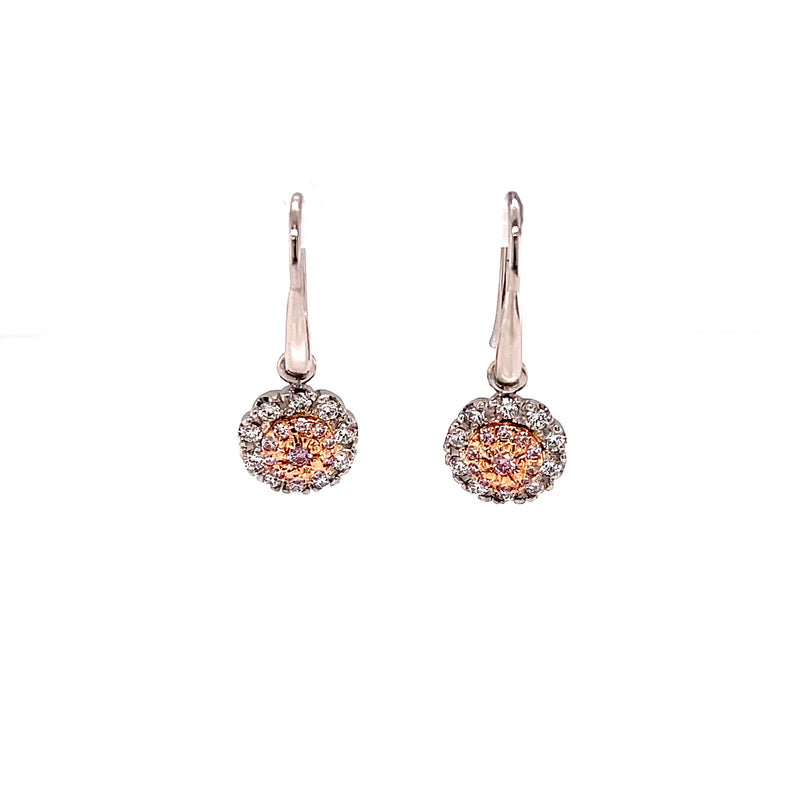 Platinum and 18ct Rose Gold Diamond Earrings