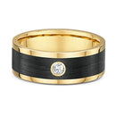 9ct Yellow Gold & Carbon Fiber Men Wedding Ring