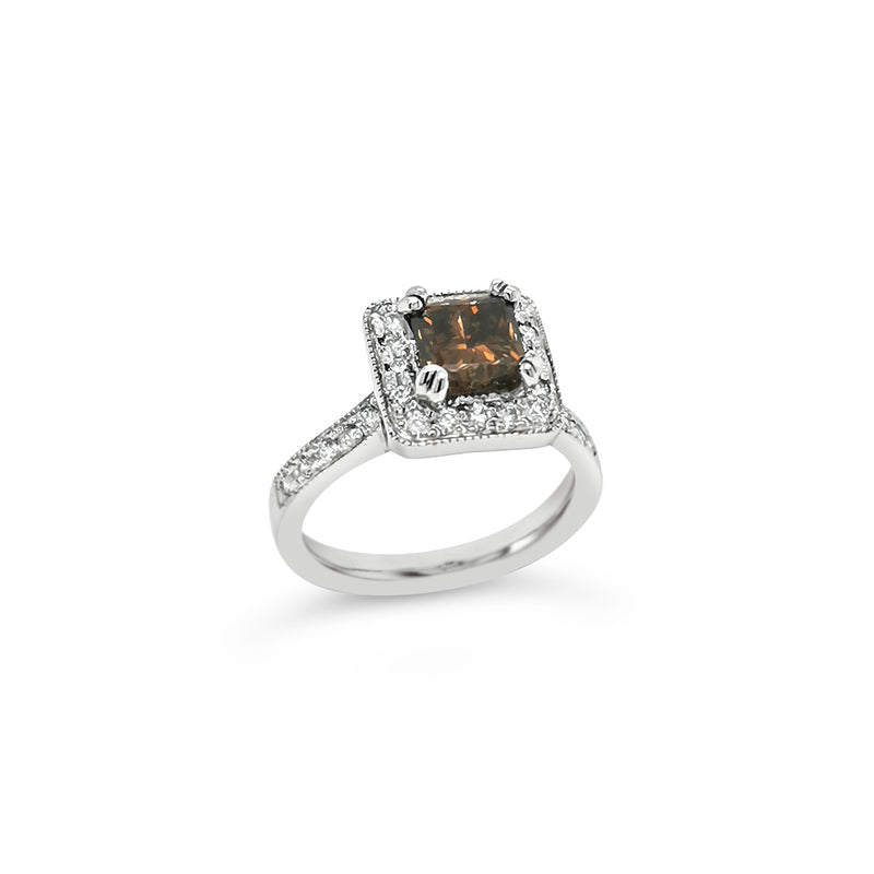 18ct White Gold Cognac Diamond and Diamond Ring