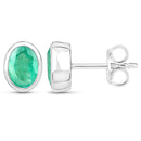 9ct White Gold Emerald Stud Earrings
