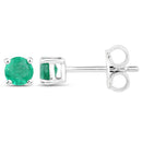9ct White Gold Emerald Stud Earrings
