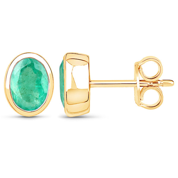 18ct Yellow Gold Emerald Stud Earrings