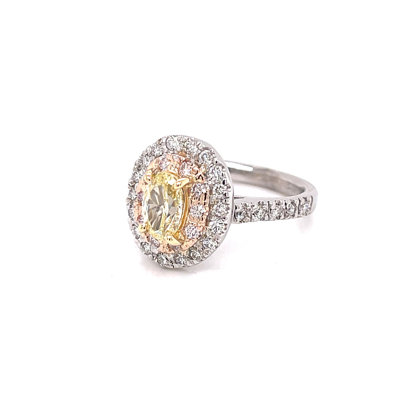 SOLD  18ct White/Yellow/Rose Gold Diamond Ring