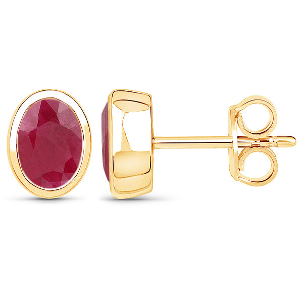 (SOLD) 18ct Yellow Gold Ruby Stud Earrings