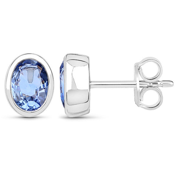 9ct White Gold Sapphire Stud Earrings