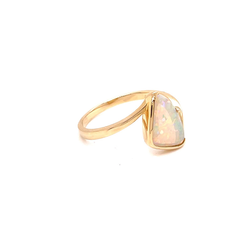 14ct YG Solid White Opal Ring
