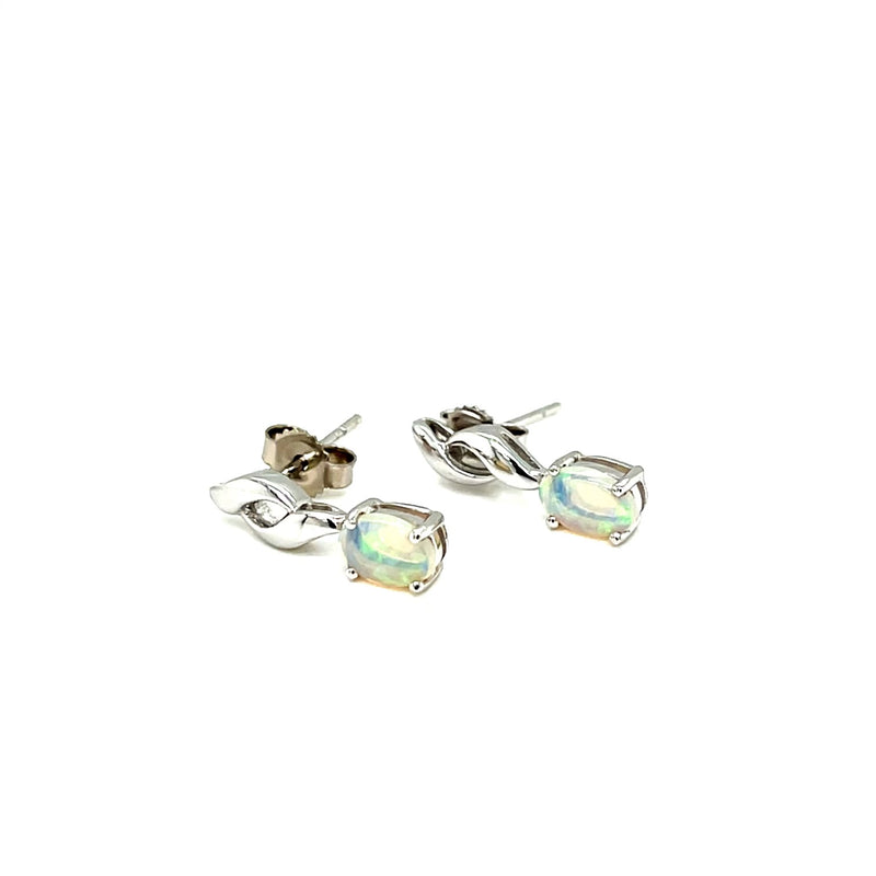 14ct WG Solid White Opal Earrings