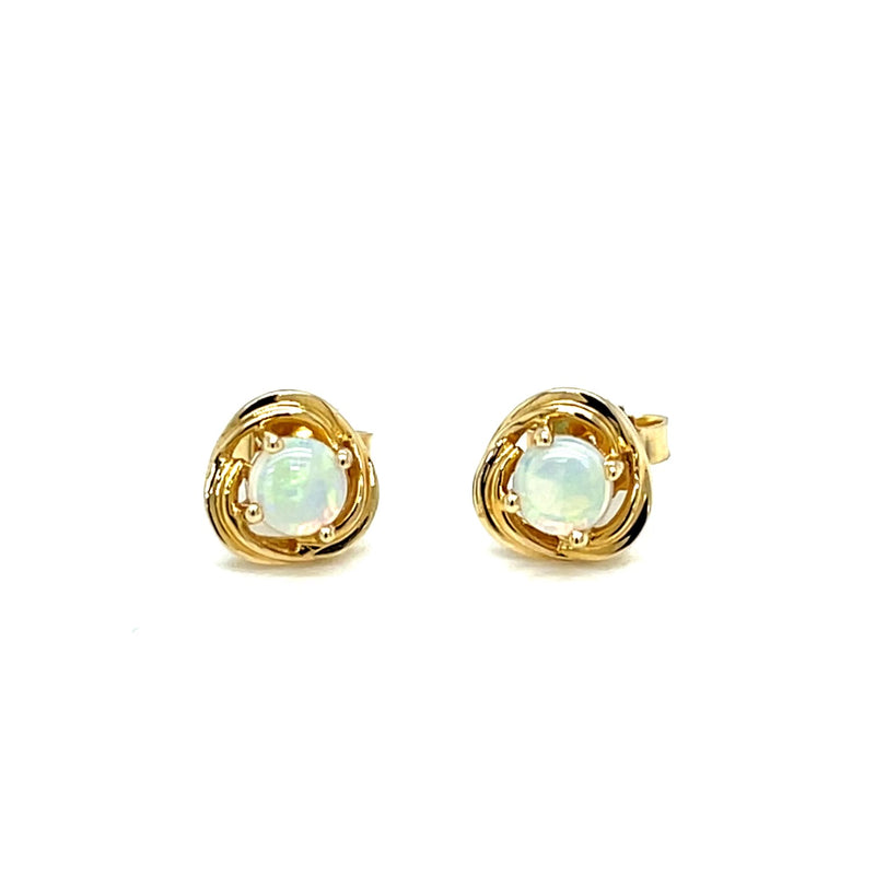 14ct YG Solid White Opal Stud Earrings