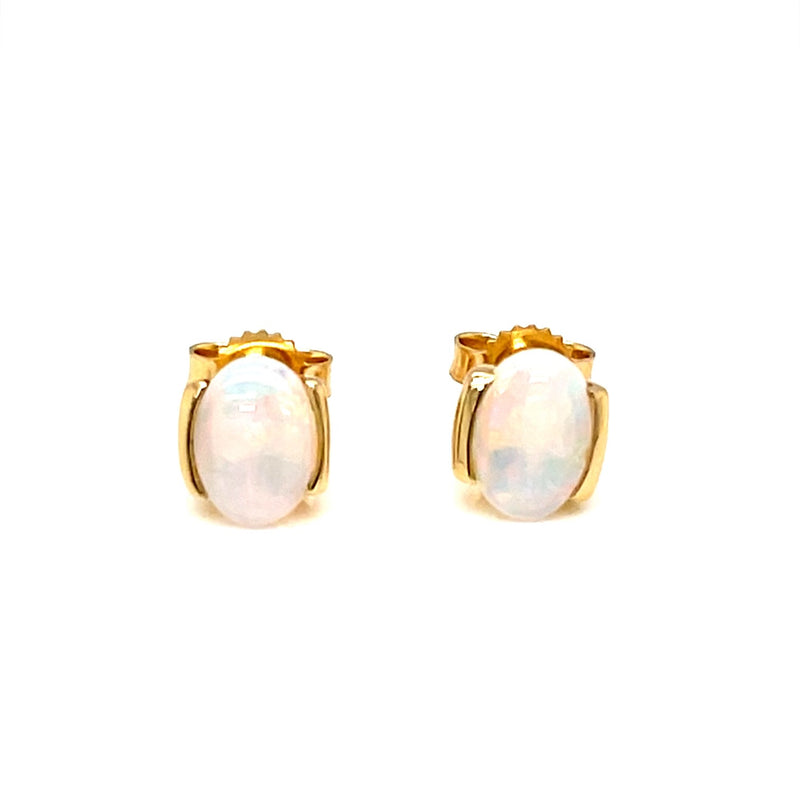 14ct YG Solid White Opal Earrings