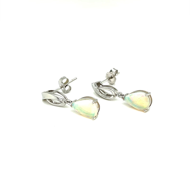 (SOLD)   14ct WG Solid White Opal Earrings