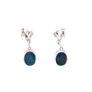 925 Sterling Silver Doublet Opal Earrings