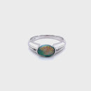18ct White Gold Solid Black Opal Ring